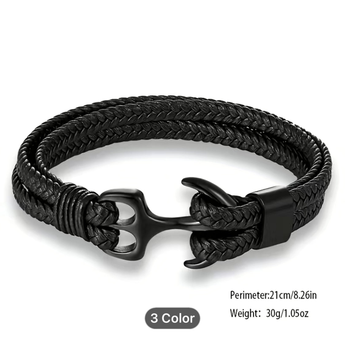 Poseidon Collection Boat Anchor Braided Leather Bracelet – Ancient ...